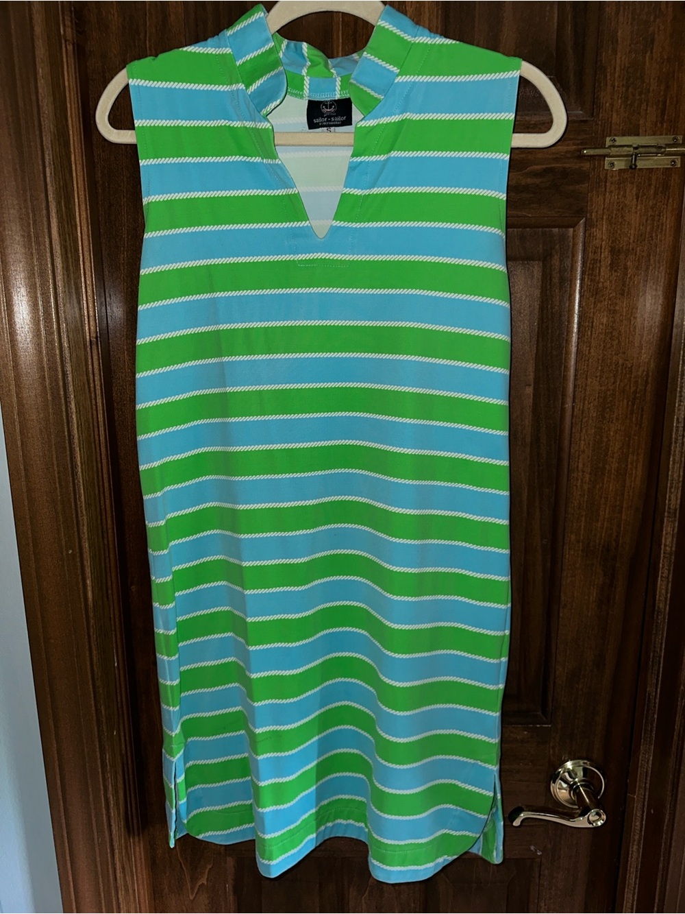 Sleeveless Striped Mini Dress in Blue & Green